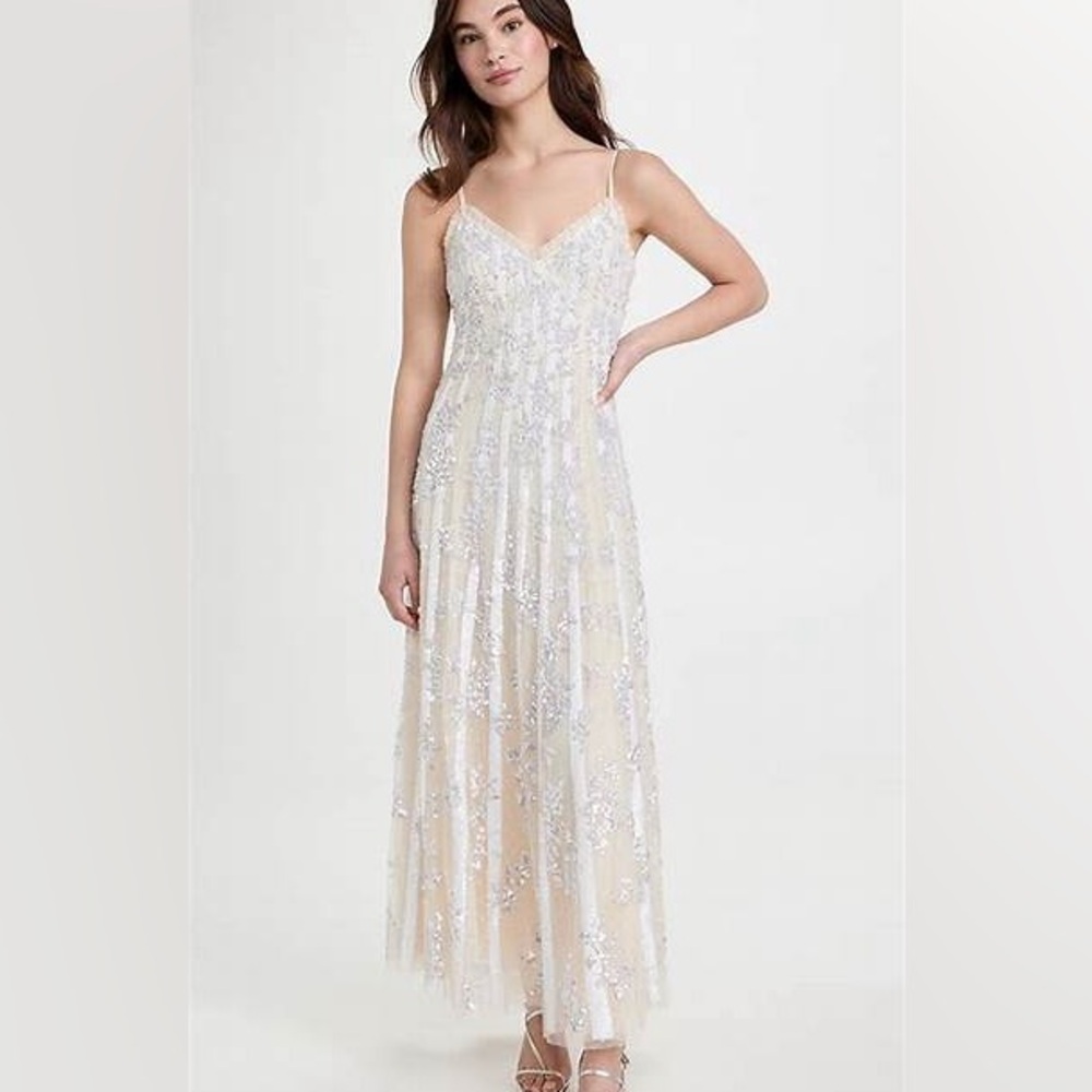 Needle & Thread Floral Evermore Sequin Cami Ankle Gown